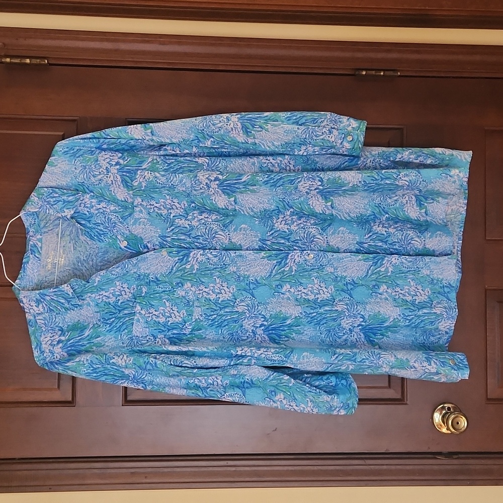 Lilly Pulitzer Sea View Cover Up, Aqua, tunic length